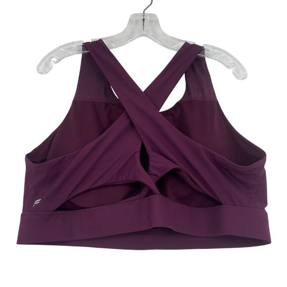 Fabletics Sports Bra Womens Size 2X Plum Purple Cross Back Cutout Athletic - Picture 3 of 5